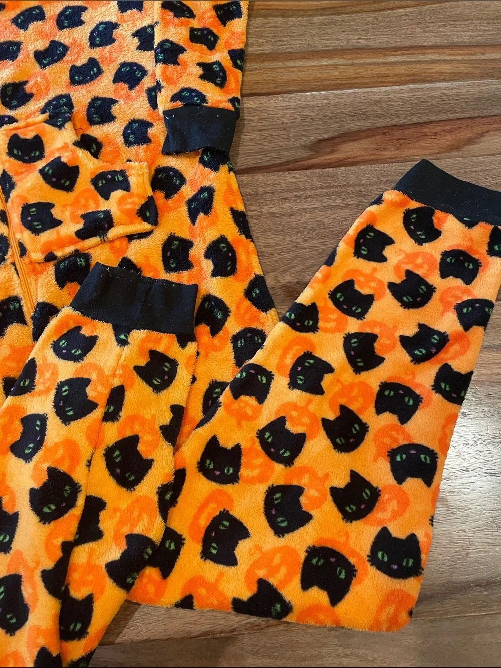 Cozy Black Cat-Print Hooded Kids Pajama Set
